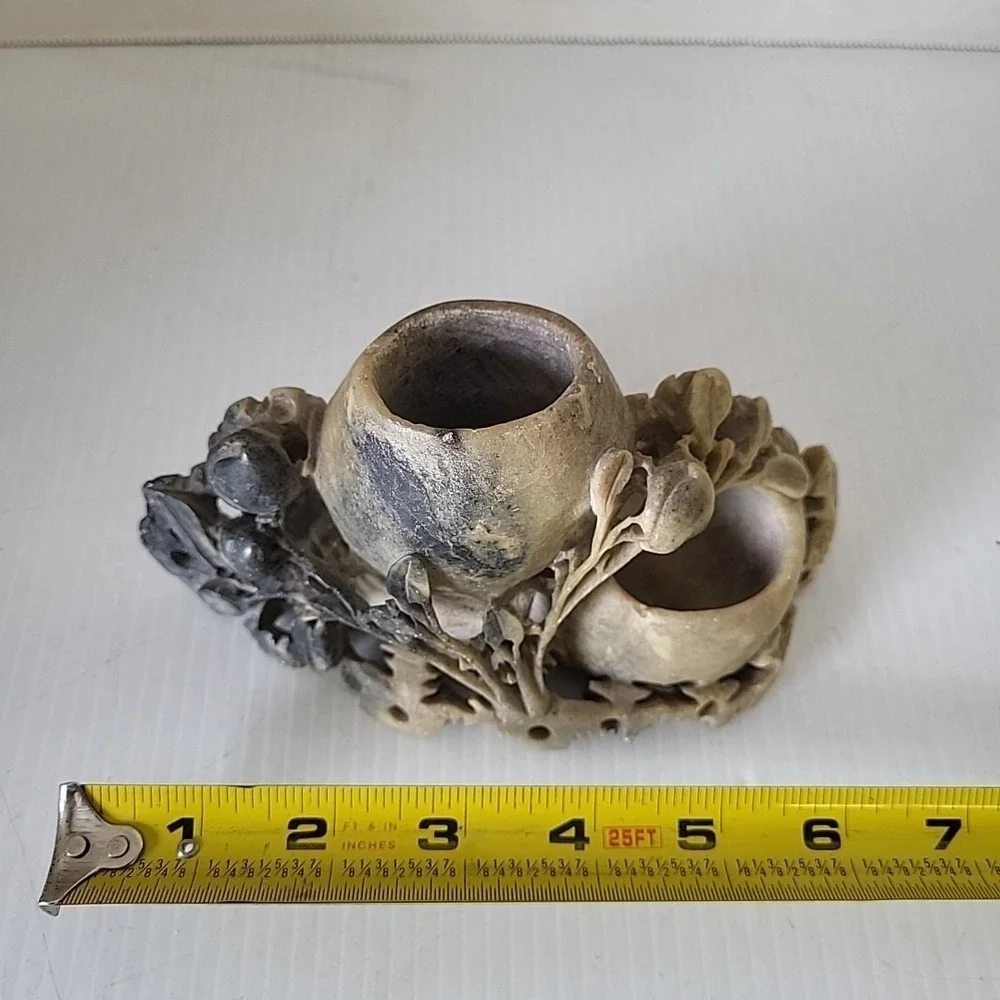 Hand Carved Chinese Soapstone Double Vase